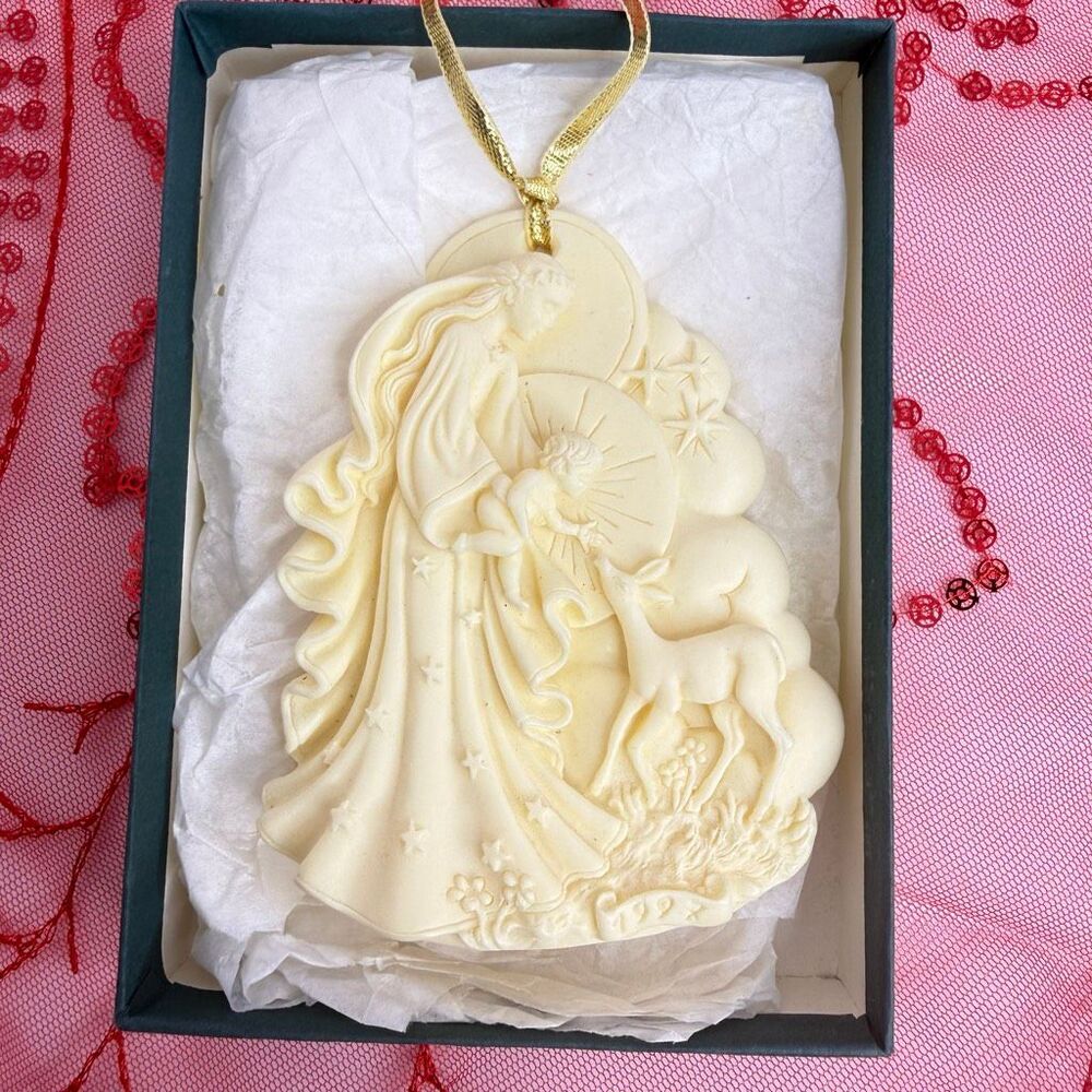Vintage Roman Inc Gentle Love Mary Jesus Deer Christmas Ornament Millennium